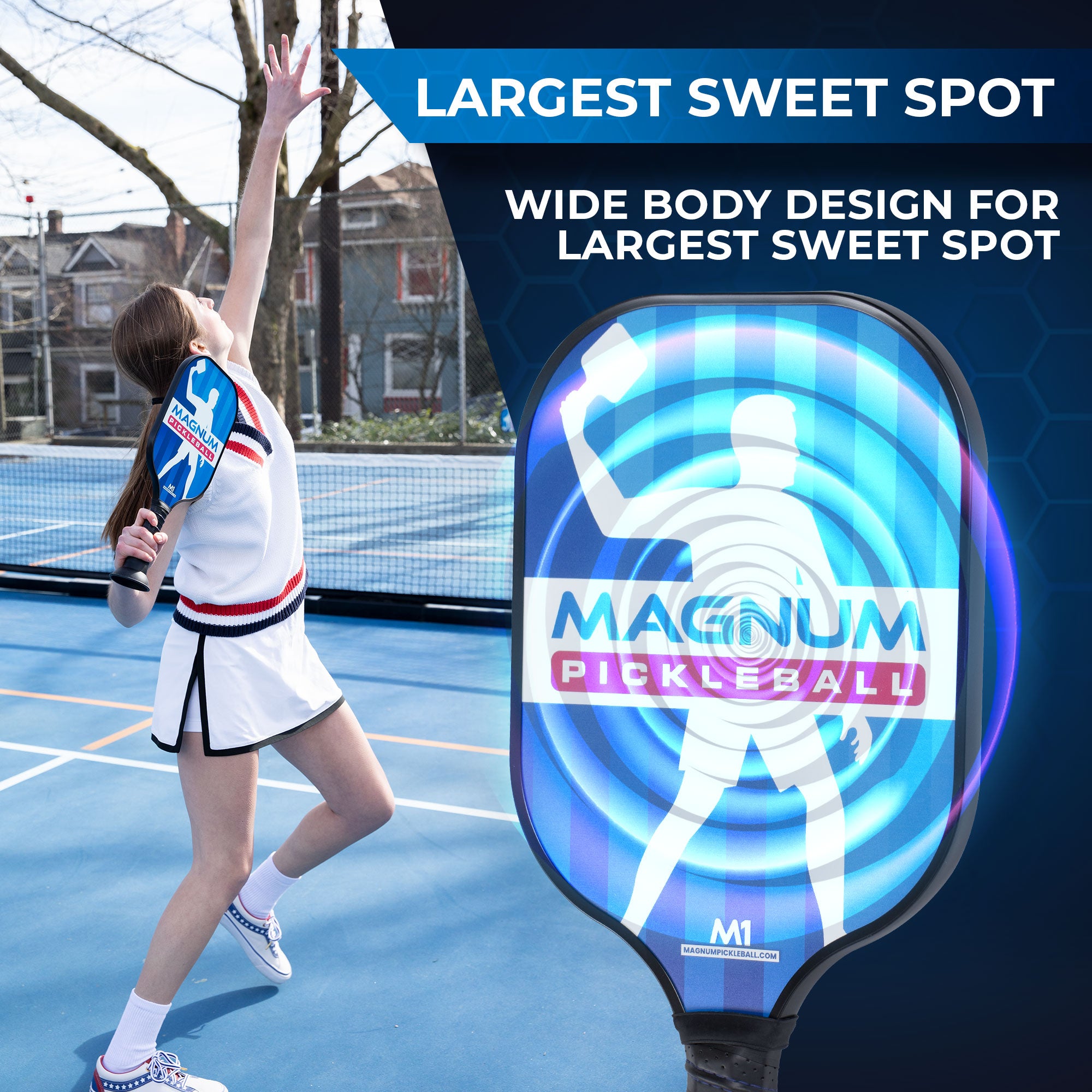 Magnum Pickleball Paddles are designed to have the Largest Sweetspot